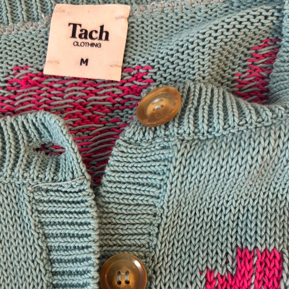 TACH Pink and Blue Floral Cardigan Sweater - Picture 2 of 2